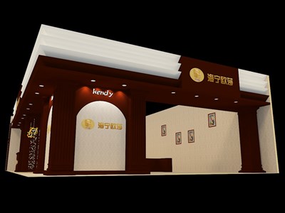 253平米展臺(tái)設(shè)計(jì)制作：二面開口/歐式/木質(zhì)結(jié)構(gòu)/咖啡色，為家具展展商而作（免費(fèi)使用）