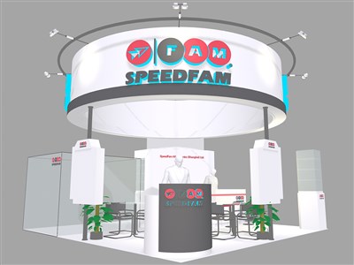 36平米展臺設(shè)計制作：四面開口/現(xiàn)代/木質(zhì)結(jié)構(gòu)/白色，為綜合展展商而作（免費使用）