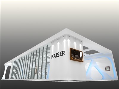 105平米展臺設(shè)計制作：三面開口/現(xiàn)代/型材結(jié)構(gòu)/白色，為家具展展商而作（免費使用）