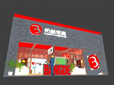 100平米展臺設(shè)計(jì)制作：一面開口/現(xiàn)代/型材結(jié)構(gòu)/灰色，為家具展展商而作（免費(fèi)使用）