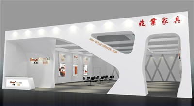 214.5平米展臺(tái)設(shè)計(jì)制作：一面開口/前衛(wèi)/型材結(jié)構(gòu)/灰色，為家具展展商而作（免費(fèi)使用）
