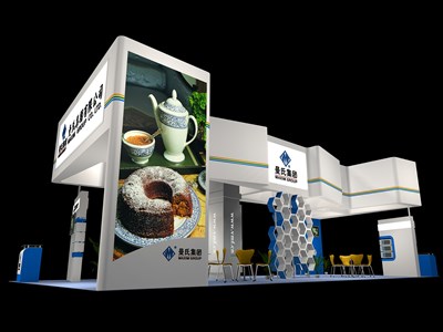 93平米展臺設(shè)計制作：四面開口/現(xiàn)代/木質(zhì)結(jié)構(gòu)/白色，為綜合展展商而作（免費使用）