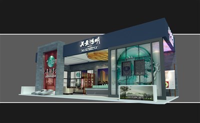 52平米展臺設計制作：三面開口/前衛(wèi)/木質結構/彩色，為房產展展商而作（免費使用）