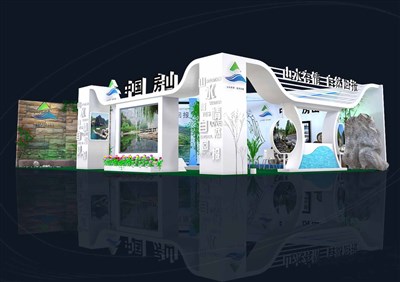 84平米展臺設計制作：二面開口/現(xiàn)代/木質結構/彩色，為房產(chǎn)展展商而作（免費使用）