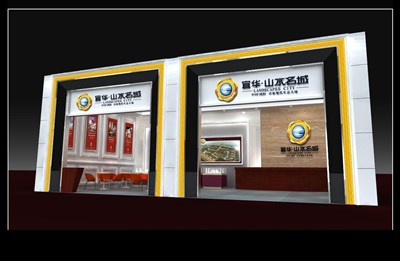 50平米展臺(tái)設(shè)計(jì)制作：一面開(kāi)口/現(xiàn)代/木質(zhì)結(jié)構(gòu)/白色，為房產(chǎn)展展商而作（免費(fèi)使用）