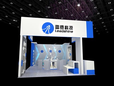 54平米展臺(tái)設(shè)計(jì)制作：三面開口/現(xiàn)代/型材結(jié)構(gòu)/白色，為電子展展商而作（免費(fèi)使用）