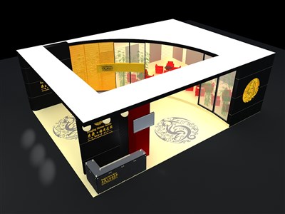88平米展臺設(shè)計制作：二面開口/前衛(wèi)/型材結(jié)構(gòu)/彩色，為房產(chǎn)展展商而作（免費使用）