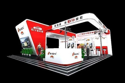 168平米展臺設計制作：三面開口/現(xiàn)代/型材結(jié)構/紅色，為電子展展商而作（免費使用）