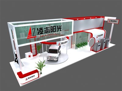 126平米展臺設(shè)計制作：三面開口/現(xiàn)代/型材結(jié)構(gòu)/紅色，為電子展展商而作（免費(fèi)使用）