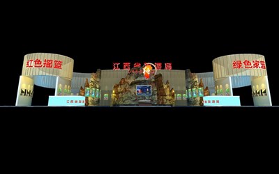 1000平米展臺(tái)設(shè)計(jì)制作：四面開口/前衛(wèi)/型材結(jié)構(gòu)/米色，為旅游展展商而作（免費(fèi)使用）