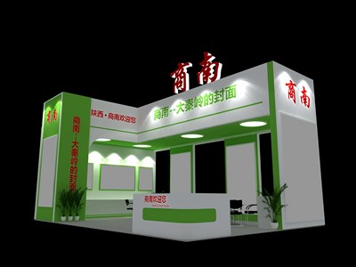 35平米展臺(tái)設(shè)計(jì)制作：二面開(kāi)口/現(xiàn)代/木質(zhì)結(jié)構(gòu)/綠色，為旅游展展商而作（免費(fèi)使用）