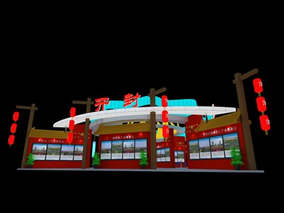720平米展臺(tái)設(shè)計(jì)制作：四面開(kāi)口/中式/木質(zhì)結(jié)構(gòu)/咖啡色，為旅游展展商而作（免費(fèi)使用）