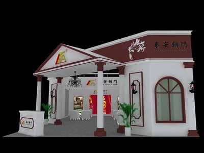 120平米展臺(tái)設(shè)計(jì)制作：二面開口/現(xiàn)代/木質(zhì)結(jié)構(gòu)/咖啡色，為建材展展商而作（免費(fèi)使用）