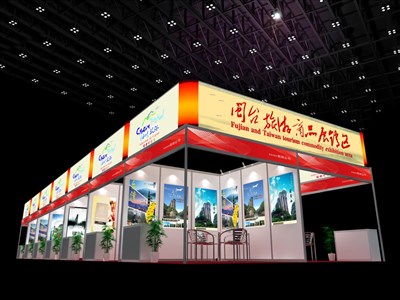 126平米展臺設(shè)計制作：二面開口/現(xiàn)代/木質(zhì)結(jié)構(gòu)/白色，為旅游展展商而作（免費(fèi)使用）