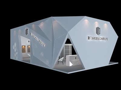 104平米展臺設計制作：四面開口/現(xiàn)代/木質結構/白色，為建材展展商而作（免費使用）