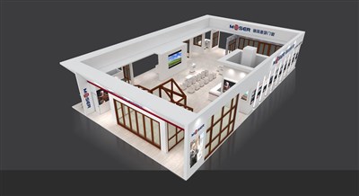 292.5平米展臺(tái)設(shè)計(jì)制作：四面開口/現(xiàn)代/木質(zhì)結(jié)構(gòu)/米色，為建材展展商而作（免費(fèi)使用）