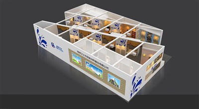 360平米展臺設(shè)計制作：二面開口/現(xiàn)代/木質(zhì)結(jié)構(gòu)/米色，為建材展展商而作（免費使用）