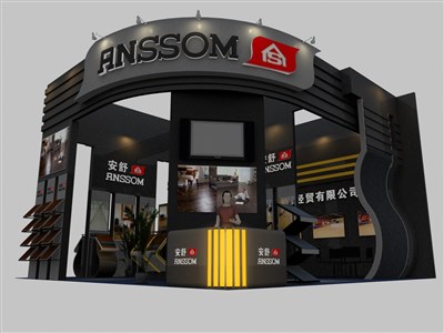 81平米展臺設(shè)計制作：三面開口/現(xiàn)代/木質(zhì)結(jié)構(gòu)/咖啡色，為建材展展商而作（免費使用）