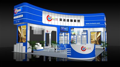 67.5平米展臺設(shè)計制作：三面開口/現(xiàn)代/木質(zhì)結(jié)構(gòu)/藍(lán)色，為建材展展商而作（免費使用）