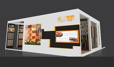 100平米展臺(tái)設(shè)計(jì)制作：三面開口/現(xiàn)代/木質(zhì)結(jié)構(gòu)/白色，為建材展展商而作（免費(fèi)使用）