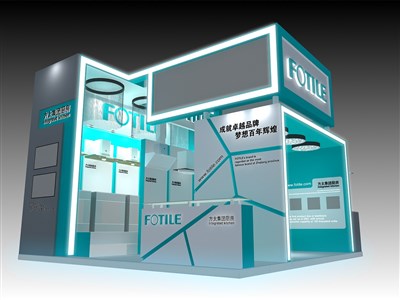 36平米展臺(tái)設(shè)計(jì)制作：三面開口/現(xiàn)代/木質(zhì)結(jié)構(gòu)/藍(lán)色，為建材展展商而作（免費(fèi)使用）
