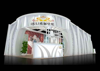 96平米展臺(tái)設(shè)計(jì)制作：三面開(kāi)口/現(xiàn)代/木質(zhì)結(jié)構(gòu)/白色，為建材展展商而作（免費(fèi)使用）