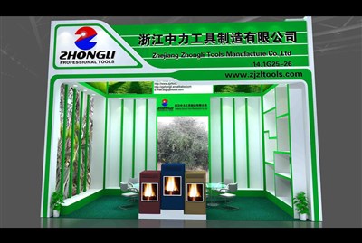 18平米展臺設計制作：一面開口/現(xiàn)代/木質結構/綠色，為建材展展商而作（免費使用）