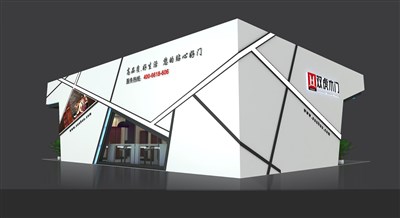 192平米展臺設(shè)計制作：三面開口/現(xiàn)代/木質(zhì)結(jié)構(gòu)/白色，為建材展展商而作（免費(fèi)使用）