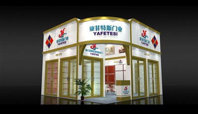 36平米展臺設(shè)計制作：二面開口/歐式/木質(zhì)結(jié)構(gòu)/白色，為建材展展商而作（免費使用）