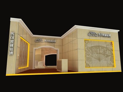 140平米展臺設(shè)計制作：一面開口/現(xiàn)代/木質(zhì)結(jié)構(gòu)/米色，為建材展展商而作（免費使用）