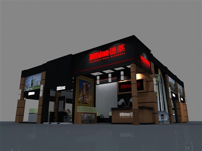 180平米展臺(tái)設(shè)計(jì)制作：三面開(kāi)口/現(xiàn)代/木質(zhì)結(jié)構(gòu)/紫色，為建材展展商而作（免費(fèi)使用）