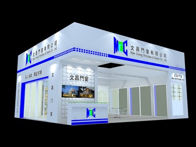 72平米展臺設(shè)計制作：二面開口/現(xiàn)代/木質(zhì)結(jié)構(gòu)/白色，為建材展展商而作（免費使用）