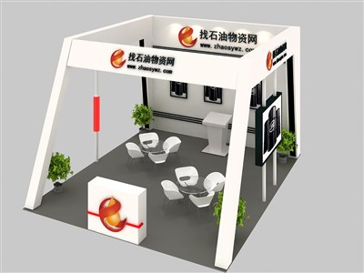 42平米展臺設(shè)計制作：三面開口/現(xiàn)代/木質(zhì)結(jié)構(gòu)/白色，為能源展展商而作（免費使用）
