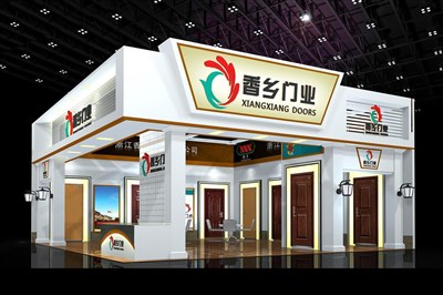 90平米展臺設(shè)計制作：二面開口/現(xiàn)代/木質(zhì)結(jié)構(gòu)/白色，為建材展展商而作（免費使用）