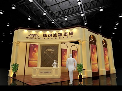 72平米展臺設(shè)計制作：二面開口/歐式/木質(zhì)結(jié)構(gòu)/米色，為建材展展商而作（免費使用）