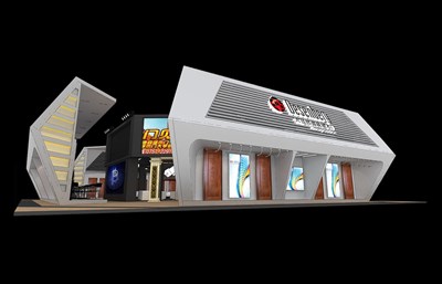 696平米展臺設(shè)計制作：四面開口/現(xiàn)代/木質(zhì)結(jié)構(gòu)/白色，為建材展展商而作（免費(fèi)使用）