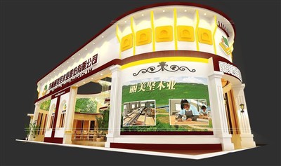 200平米展臺設(shè)計制作：三面開口/現(xiàn)代/木質(zhì)結(jié)構(gòu)/咖啡色，為建材展展商而作（免費(fèi)使用）
