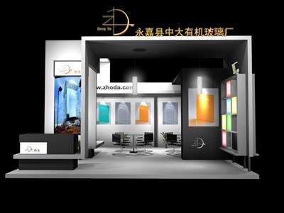 36平米展臺設(shè)計制作：三面開口/現(xiàn)代/木質(zhì)結(jié)構(gòu)/灰色，為建材展展商而作（免費使用）