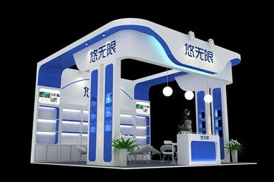 36平米展臺設(shè)計制作：三面開口/現(xiàn)代/木質(zhì)結(jié)構(gòu)/白色，為食品展展商而作（免費使用）