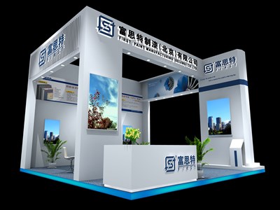 36平米展臺設(shè)計制作：三面開口/現(xiàn)代/木質(zhì)結(jié)構(gòu)/白色，為建材展展商而作（免費使用）