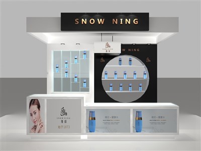 10.5平米展臺設(shè)計制作：三面開口/現(xiàn)代/木質(zhì)結(jié)構(gòu)/黑色，為日用品展展商而作（免費使用）