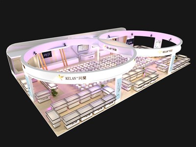 416平米展臺設計制作：三面開口/現(xiàn)代/木質結構/白色，為珠寶展展商而作（免費使用）