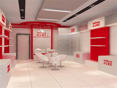 43.2平米展廳設計制作：現(xiàn)代/紅色，產(chǎn)品類展廳-合眾思壯（免費使用）