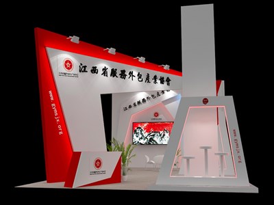 57平米展臺(tái)設(shè)計(jì)制作：四面開口/前衛(wèi)/木質(zhì)結(jié)構(gòu)/紅色，為工藝品展展商而作（免費(fèi)使用）