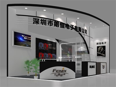 18平米展臺(tái)設(shè)計(jì)制作：二面開口/現(xiàn)代/木質(zhì)結(jié)構(gòu)/黑色，為日用品展展商而作（免費(fèi)使用）
