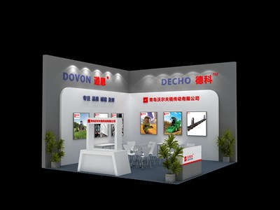 36平米展臺(tái)設(shè)計(jì)制作：二面開口/現(xiàn)代/木質(zhì)結(jié)構(gòu)/灰色，為機(jī)械展展商而作（免費(fèi)使用）