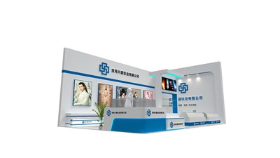36平米展臺設(shè)計制作：三面開口/現(xiàn)代/木質(zhì)結(jié)構(gòu)/藍(lán)色，為能源展展商而作（免費使用）